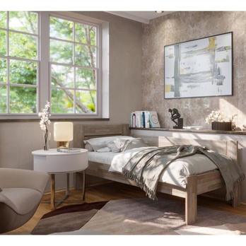 Rohová posteľ JOHANA pravá, buk/sivá, 80x200 cm 1