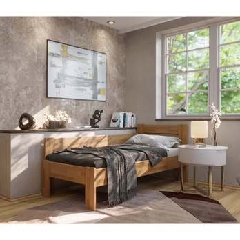 Rohová posteľ JOHANA ľavá, dub/svetlý orech, 100x200 cm 1