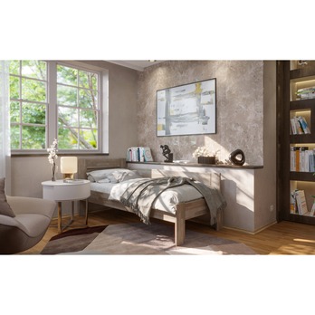Rohová posteľ JOHANA pravá, buk/sivá, 100x200 cm 1