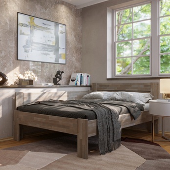 Rohová posteľ JOHANA ľavá, buk/sivá, 120x200 cm 1