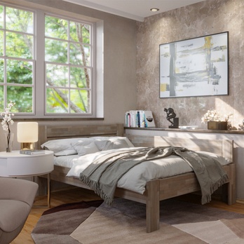 Rohová posteľ JOHANA pravá, buk/sivá, 120x200 cm 1