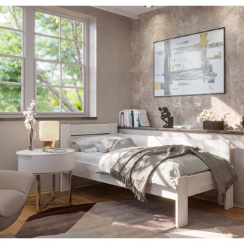 Rohová posteľ JOHANA pravá, buk/biela, 80x200 cm 1