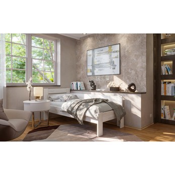 Rohová posteľ JOHANA pravá, buk/biela, 90x200 cm 1