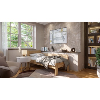 Rohová posteľ JOHANA buk/pravá, 90x200 cm 1