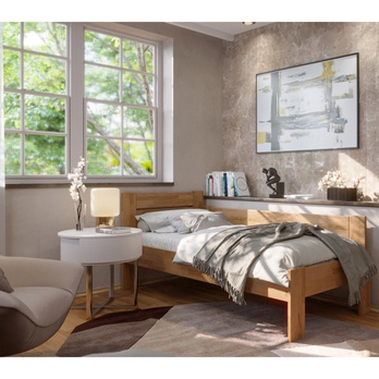 Rohová posteľ JOHANA pravá, dub/svetlý orech, 80x200 cm 1