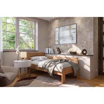 Rohová posteľ JOHANA pravá, dub/svetlý orech, 90x200 cm 1