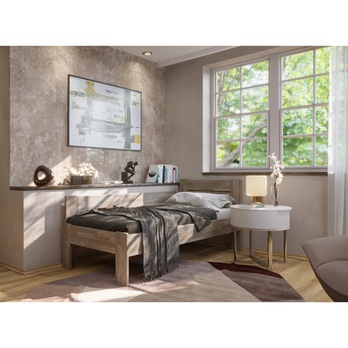 Rohová posteľ JOHANA ľavá, buk/sivá, 100x200 cm 1