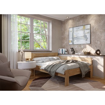 Rohová posteľ JOHANA pravá, buk/prírodná, 120x200 cm 1
