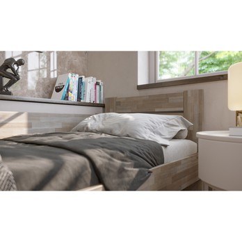 Rohová posteľ JOHANA ľavá, buk/sivá, 100x200 cm 3