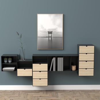 Nočný stolík JOLIET prírodná/čierna 10