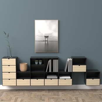 Nočný stolík JOLIET prírodná/čierna 11