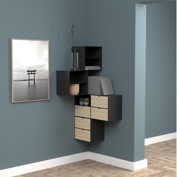 Nočný stolík JOLIET prírodná/čierna 12