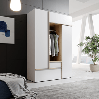 Šatníková skriňa JOLYON biela/dub artisan 3