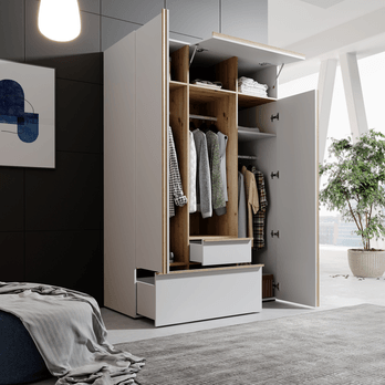 Šatníková skriňa JOLYON biela/dub artisan 4