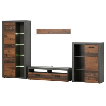 Obývacia stena JONES antracitová/old style 5