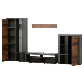 Obývacia stena JONES antracitová/old style 6