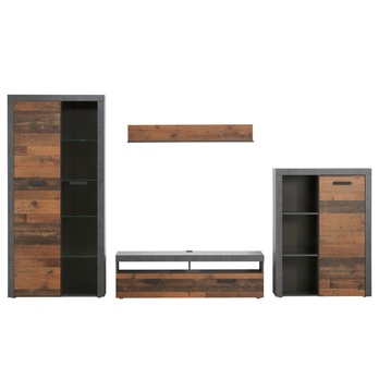 Obývacia stena JONES antracitová/old style 7