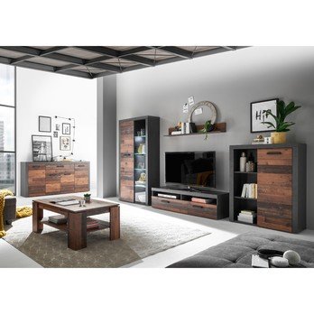 Obývacia stena JONES antracitová/old style 1