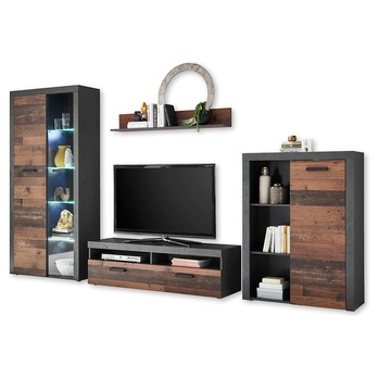 Obývacia stena JONES antracitová/old style 3