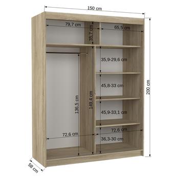 Šatníková skriňa JORN dub sonoma/biela 4