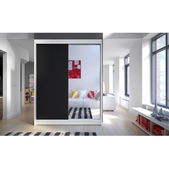 Šatníková skriňa JORN biela/čierna 1