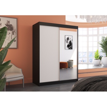 Šatníková skriňa JORN čierna/biela 1