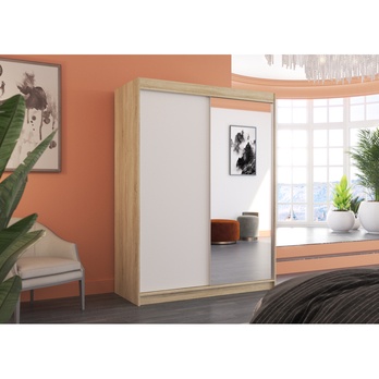 Šatníková skriňa JORN dub sonoma/biela 1