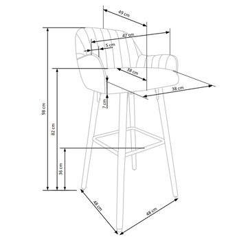 Barová stolička JUANA orech/tmavozelená 5