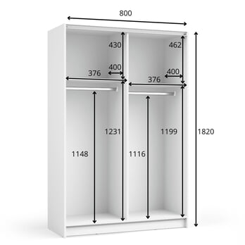 Šatníková skriňa JUDITH biela, šírka 80 cm 3