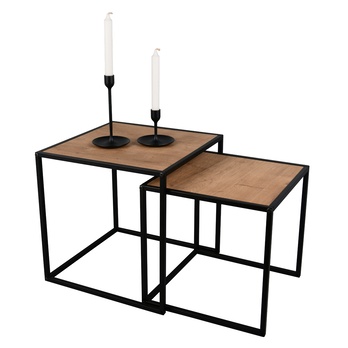 Sada prístavných stolíkov JUDITH čierna/dub artisan, sada 2 ks 2