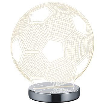 Stolná 3D LED lampa JUGI chróm, futbalová lopta 1