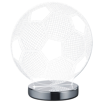 Stolná 3D LED lampa JUGI chróm, futbalová lopta 2