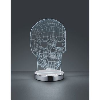 Stolná 3D LED lampa JUGI chróm, lebka 1