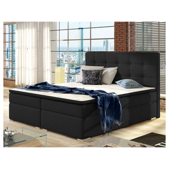 Posteľ s matracom a topperom JUNE čierna, 160x200 cm 1