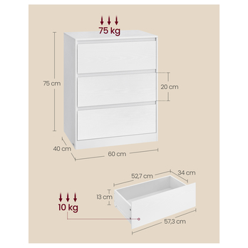 Komoda KAILYN biela, 3 zásuvky 5