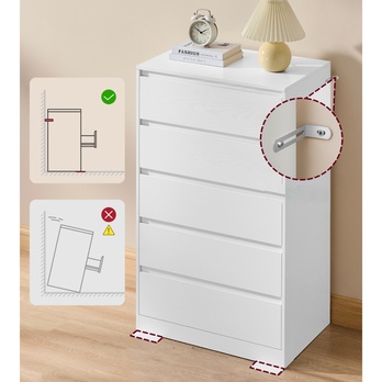 Komoda KAILYN biela, 5 zásuviek 3