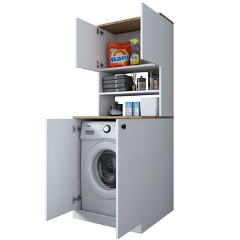 Skrinka nad práčku KALA 2 biela/orech 2