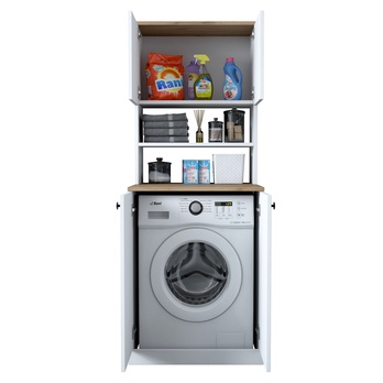 Skrinka nad práčku KALA 2 biela/orech 4