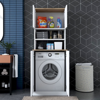 Skrinka nad práčku KALA 2 biela/orech 5