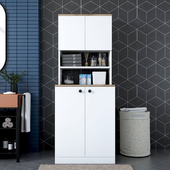 Skrinka nad práčku KALA 2 biela/orech 6