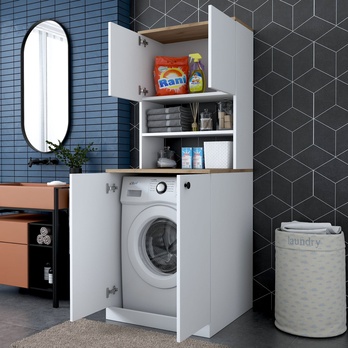 Skrinka nad práčku KALA 2 biela/orech 7