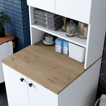 Skrinka nad práčku KALA 2 biela/orech 8