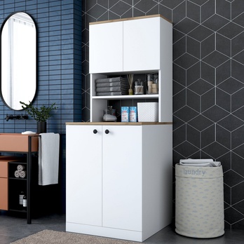 Skrinka nad práčku KALA 2 biela/orech 1