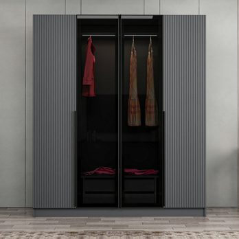 Šatníková skriňa KALE 16 antracitové/dymové sklo 1