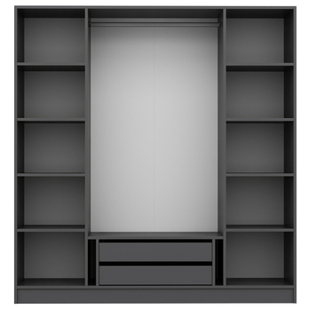 Šatníková skriňa KALE 16 antracitové/dymové sklo 3