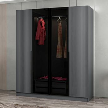 Šatníková skriňa KALE 16 antracitové/dymové sklo 4