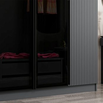 Šatníková skriňa KALE 16 antracitové/dymové sklo 5