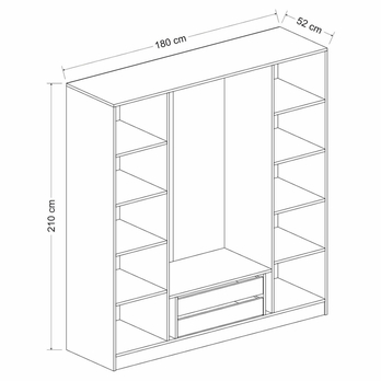 Šatníková skriňa KALE 16 antracitové/dymové sklo 6