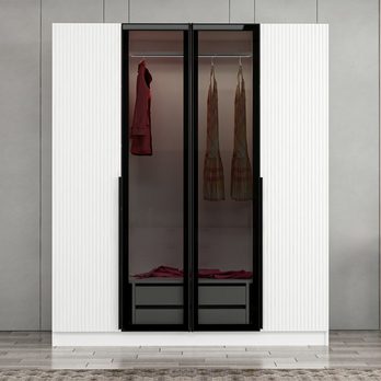 Šatníková skriňa KALE 16 biela/dymové sklo 1