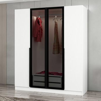 Šatníková skriňa KALE 16 biela/dymové sklo 4